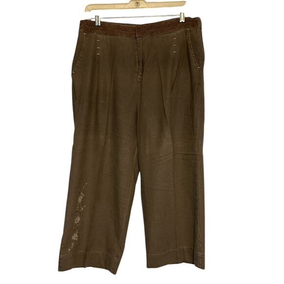 Vintage ERIKA Linen Blend 2 Pcs Outfit Shirt and Pants Women's Size Medium Brown - Picture 7 of 11